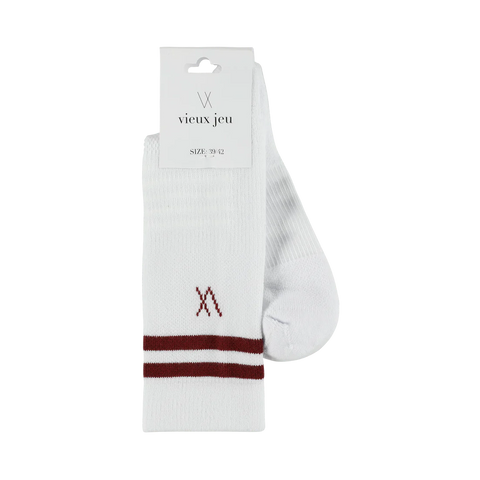 Bo Socks - White/Burgundy