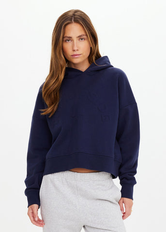 Byron Embossed Logo Hoodie - Navy