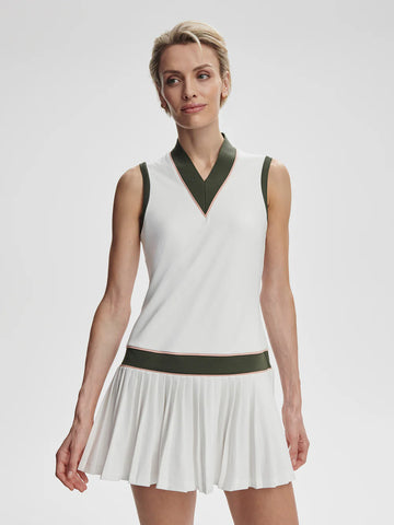 Jouri Court Dress - White/Deep Ivy
