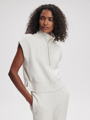 Kelly Half Zip Sweat - Ivory Marl