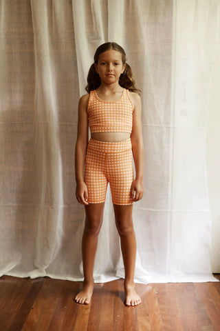 Kids Bike Shorts - Amber Gingham