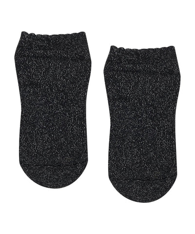 Classic Low Rise Grip Socks - Black Sparkle Frill
