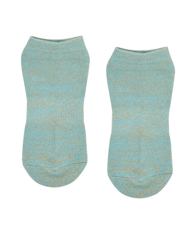 Classic Low Rise Grip Socks - Turquoise/Gold