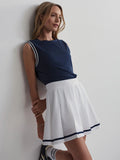 Clarendon High Rise Skort - White/Blue Nights
