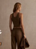 Ruby Cropped Tank - Teak Olive Marl