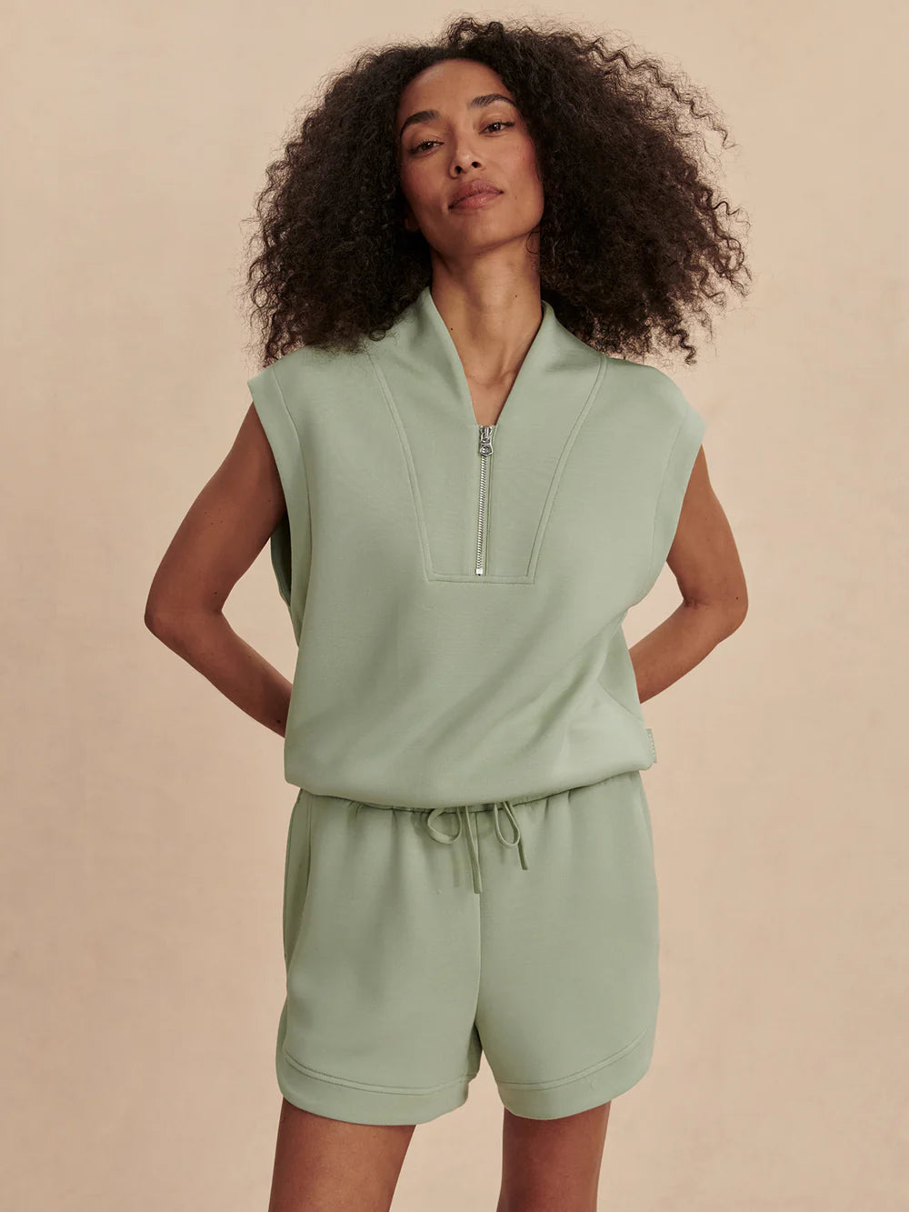 Loretta Half Zip - Snow Sage