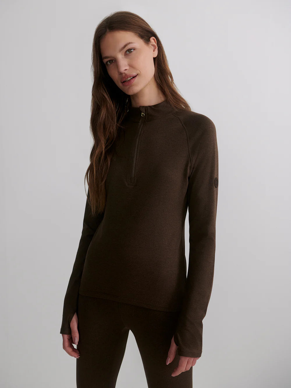 Always Warm Half Zip Base Layer - Deep Chocolate Marl