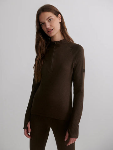 Always Warm Half Zip Base Layer - Deep Chocolate Marl
