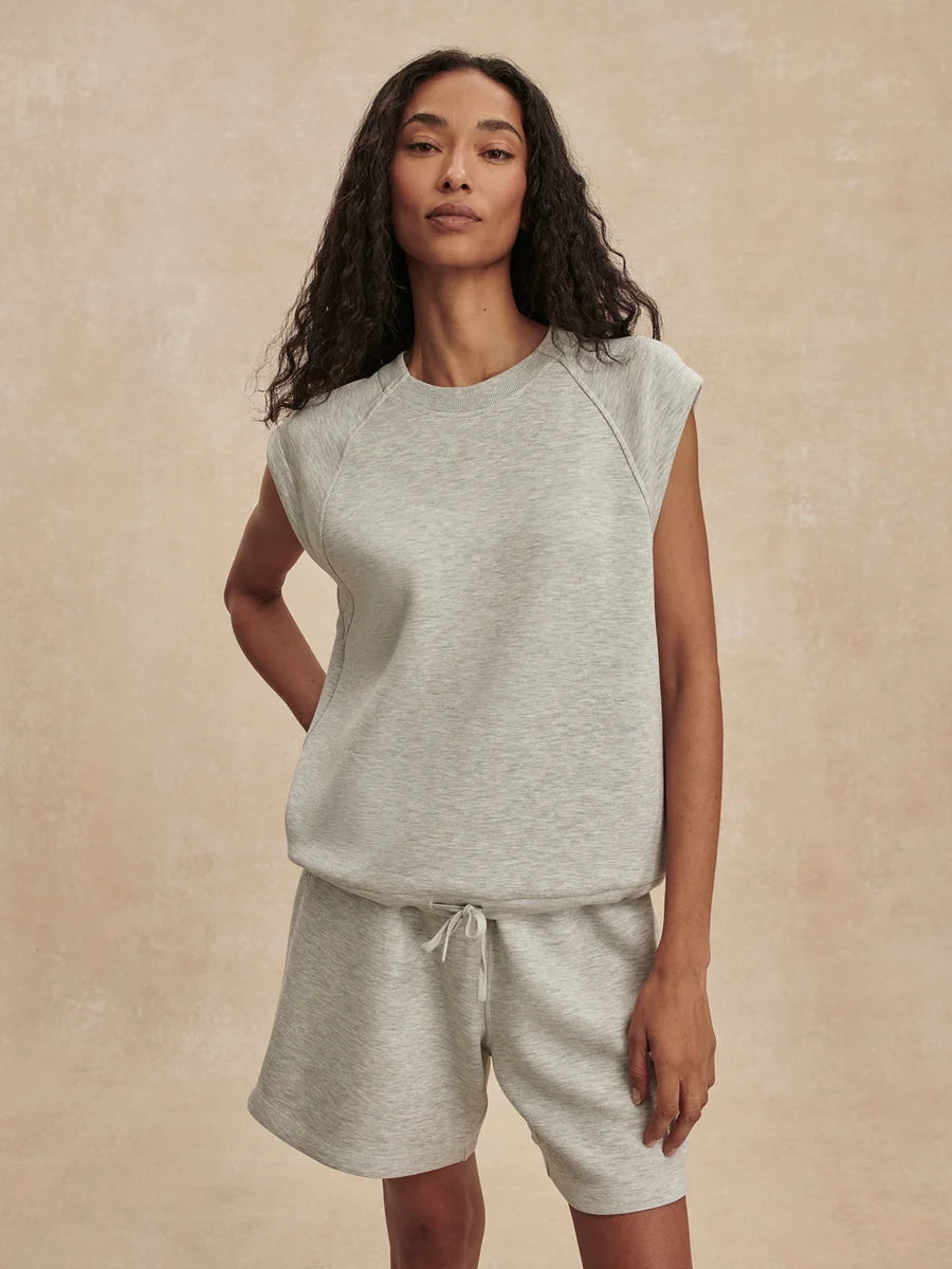 Salome Raglan Tee - Light Grey Marl
