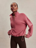 Sian Cropped Half-Zip Sweat - Mauvewood