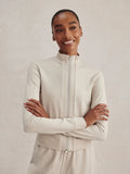 Rufus Cropped Zip-Through Sweat - Pebble Marl