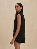 Beau Sleeveless Half-Zip Sweat - Black