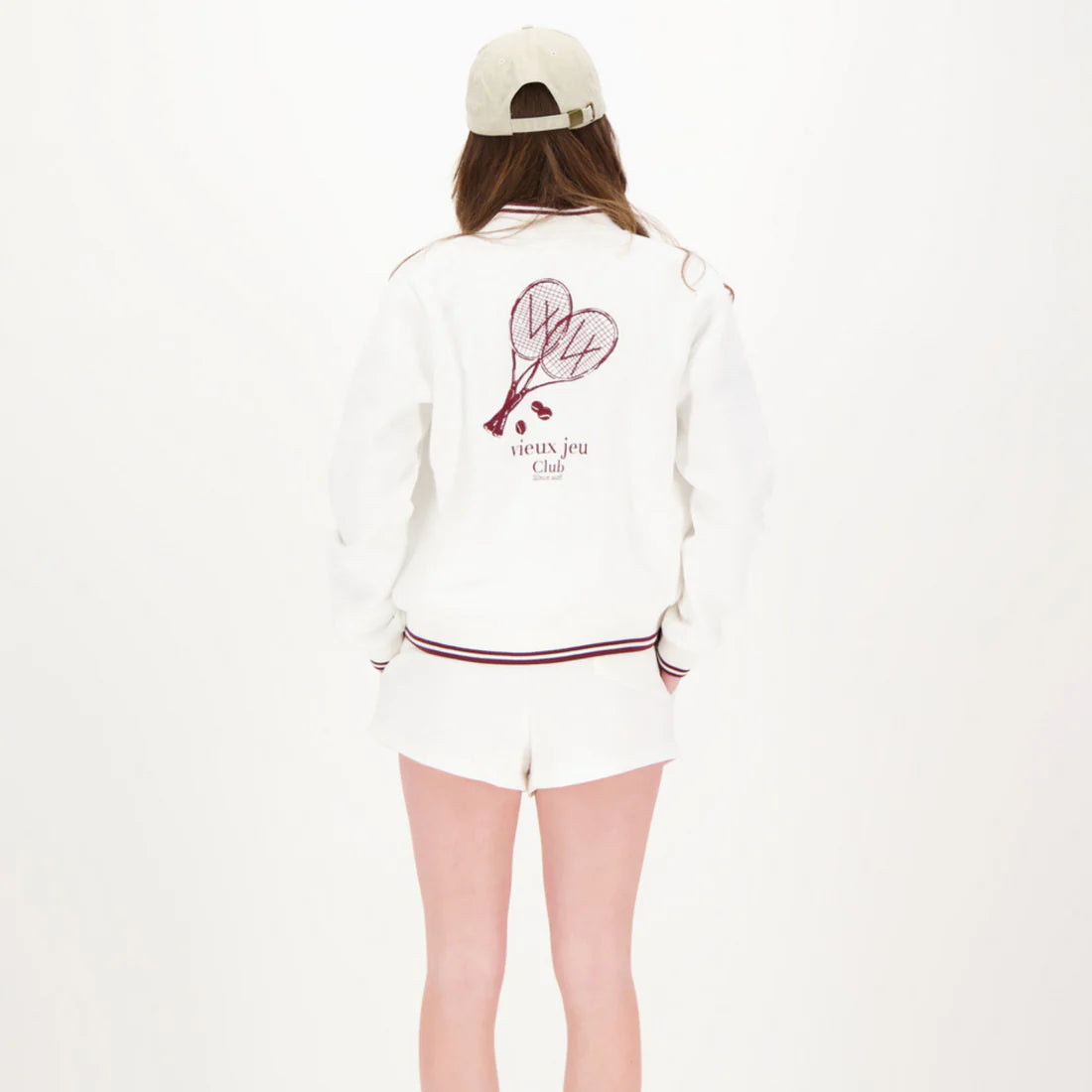 Mona Jacket - White/Burgundy