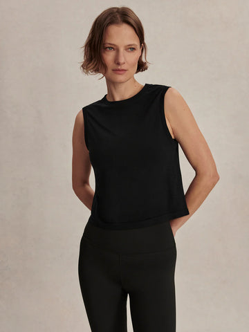 Nate Seamless Cropped Tank - Black