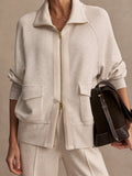 Roxbury Zip-Through Sweat - Ivory Marl