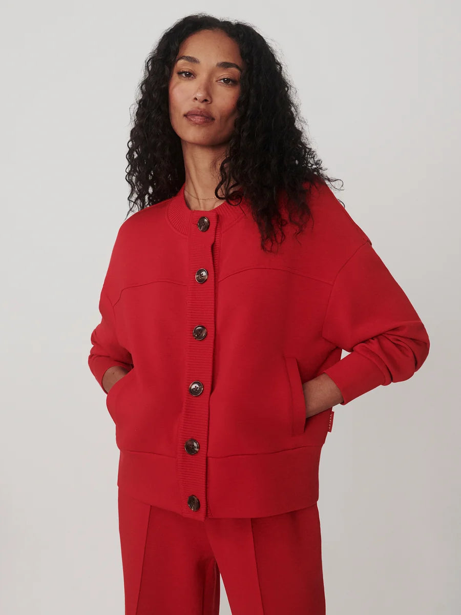 Olwen Button Front Sweater - Red Marl