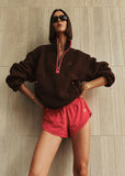 Verde Sherpa Quarter Zip - Mahogany/Diva Pink
