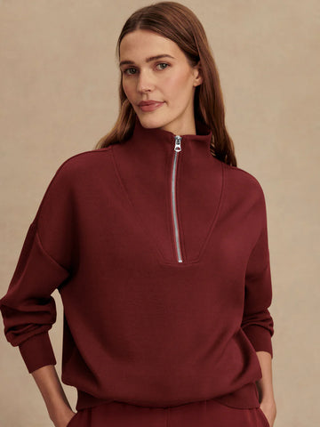Hawley Half Zip Sweat - New Maroon
