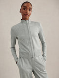 Rufus Cropped Zip-Through Sweat - Blue Green Marl
