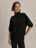 Sian Cropped Half-Zip Sweat - Black