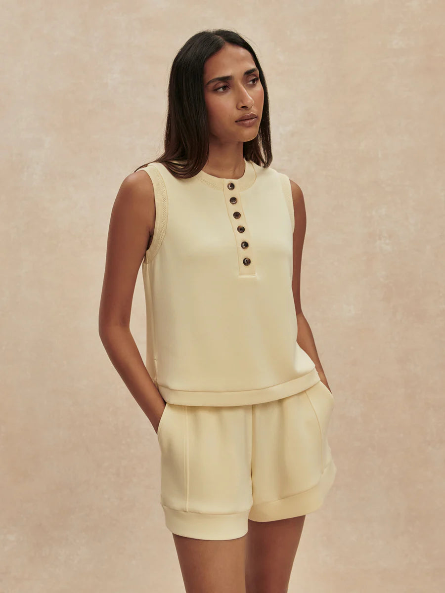 Marla Button Placket Tank - Anise Flower