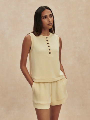 Marla Button Placket Tank - Anise Flower