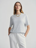 Leighton Boyfriend Tee - Light Grey Marl