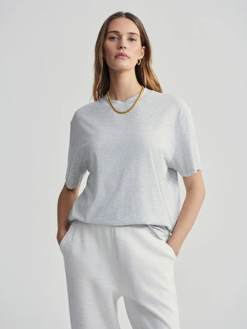 Leighton Boyfriend Tee - Light Grey Marl