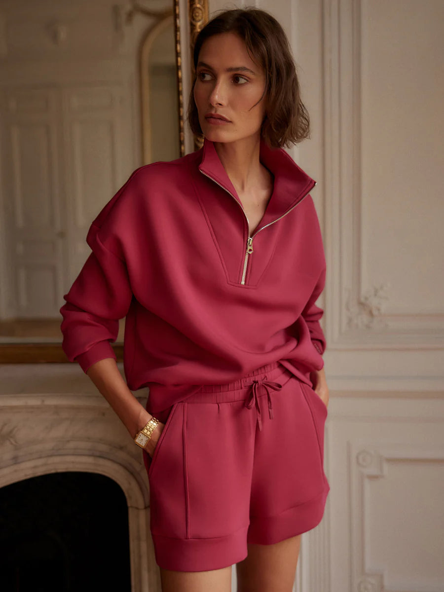 Hawley Half-Zip Sweat - Rich Raspberry