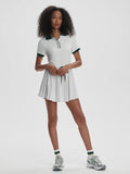 Paloma Court Dress - White/Forest