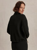 Sian Cropped Half-Zip Sweat - Black