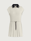 Nico Court Dress - White/Blue Nigths