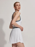 Jane Court Dress - White/Forest