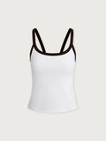 Theon Scoop Neck Tank - White/Coffee Bean