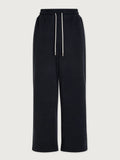 Brushed Rib Straight-Leg Pant - Black/Snow White