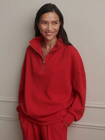 Hawley Half-Zip Sweat - Red Marl