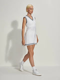 Amanda Court Dress - White/Pearl Blue