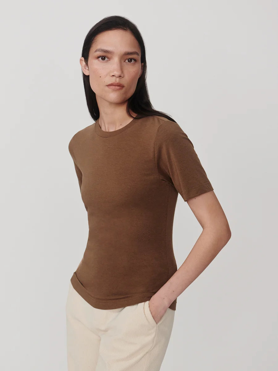 Regina Fitted Tee - Teak Olive
