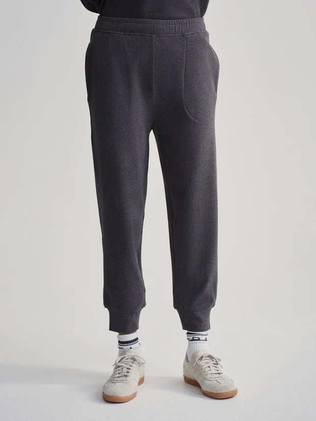 Brushed Rib Slim Cuff Pant - Black Marl