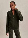 Tayah Zip-Through Sweat - Dark Resin Green