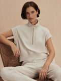 Kelly Half Zip Sweat - Ivory Marl