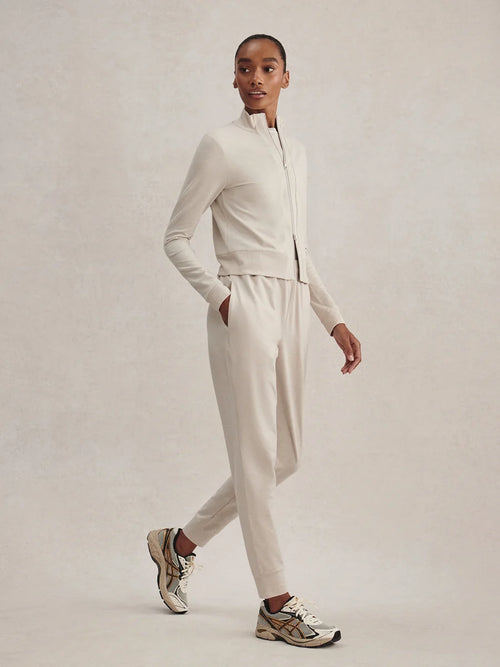 Rufus Cropped Zip-Through Sweat - Pebble Marl