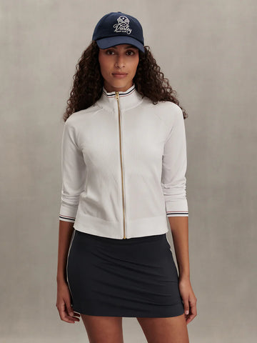 Len Seamless Zip-Through Sweater - White