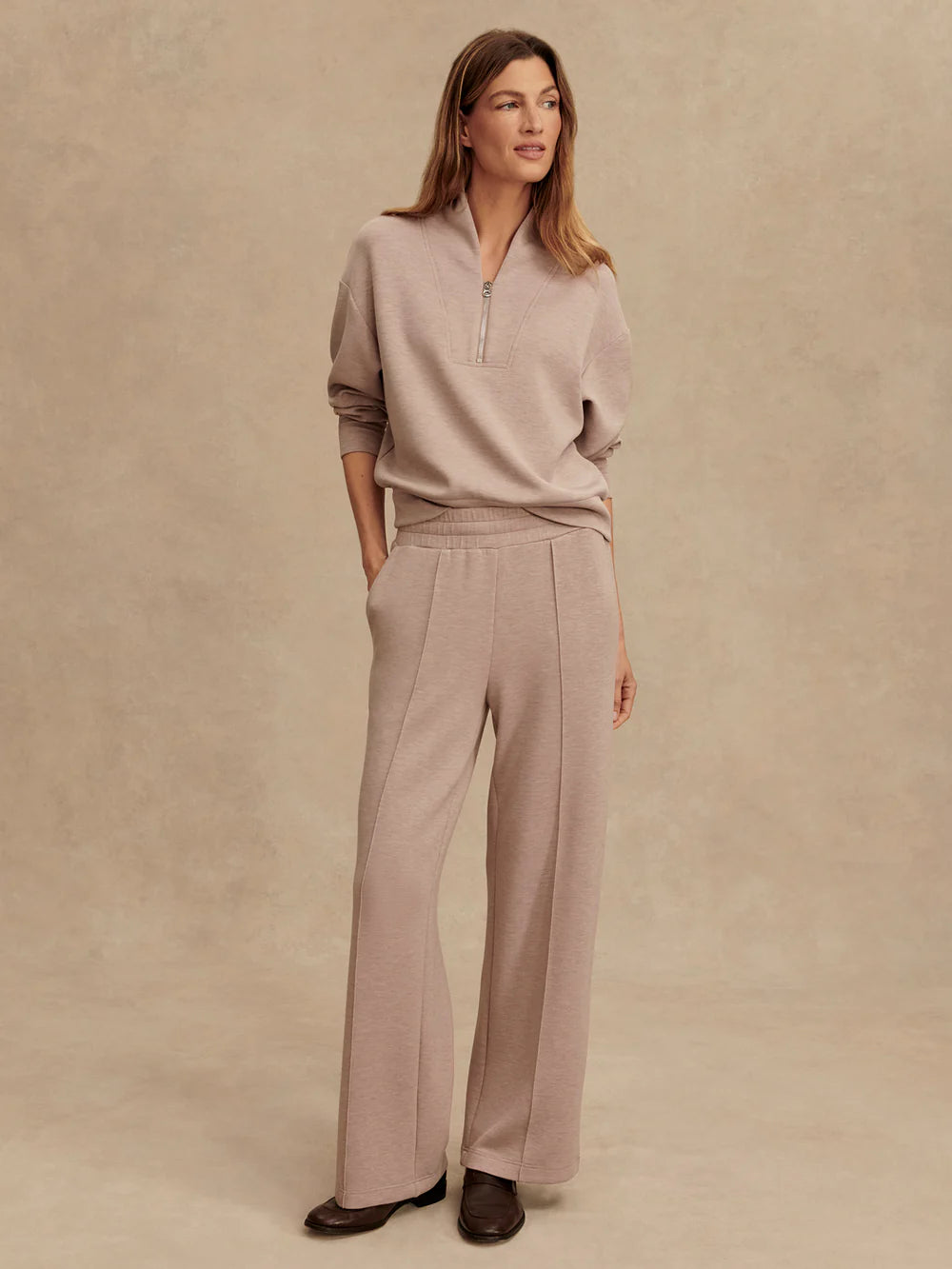 The Wide Leg Pant - Taupe Marl