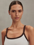 Theon Scoop Neck Tank - White/Coffee Bean