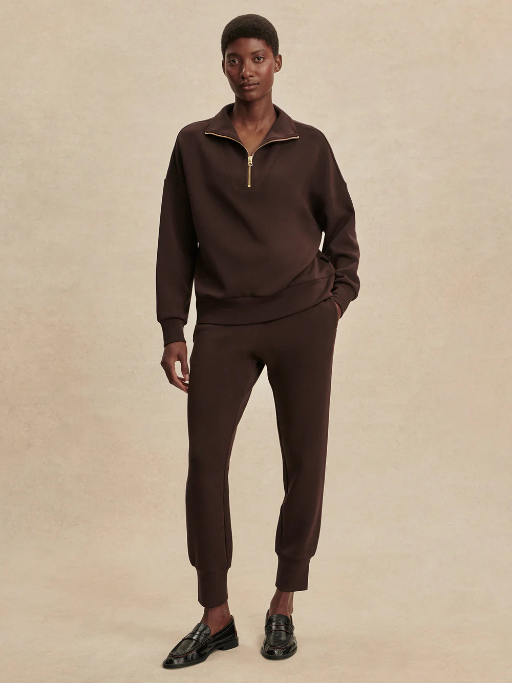 Hawley Half-Zip Sweat - Coffee Bean
