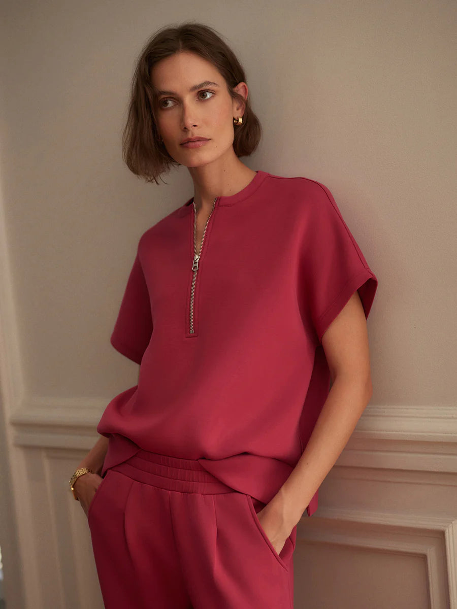 Adria Half Zip - Rich Raspberry