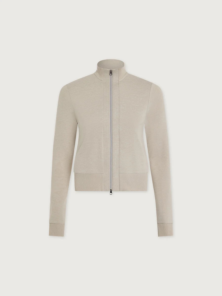 Rufus Cropped Zip-Through Sweat - Pebble Marl
