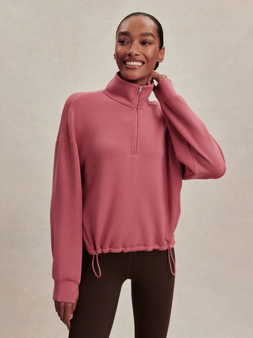 Sian Cropped Half-Zip Sweat - Mauvewood