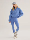 Sian Cropped Half-Zip Sweat - Marina